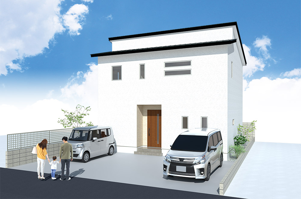 新築戸建て　花高松2丁目外観完成イメージパース